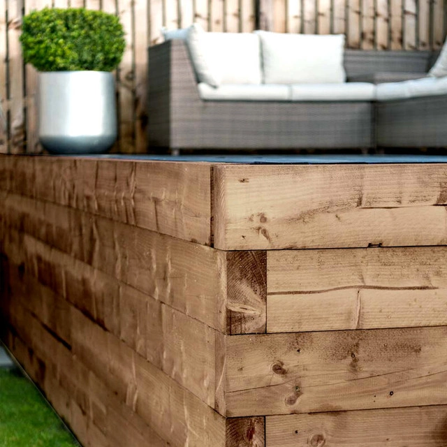 A softwood timber sleeper used in a garden. Durable and hard-wearing. A softwood timber sleeper used in a garden. Durable and hard-wearing.